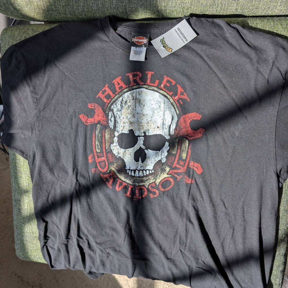 Harley-Davidson Black and Red Skull T-Shirt